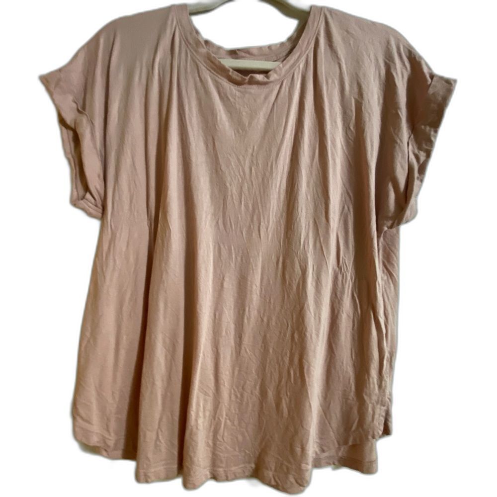 A New Day Blush Pink Cuffed Sleeveless Short Sleeve Tee Shirt Sz XL XLarge